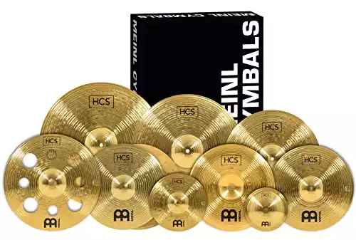 Meinl Cymbals Ultimate Cymbal Set Box Pack with Free 16” Trash Crash – Traditional Brass Finish – Made in Germany, 2 Year Warranty (HCS-SCS1)