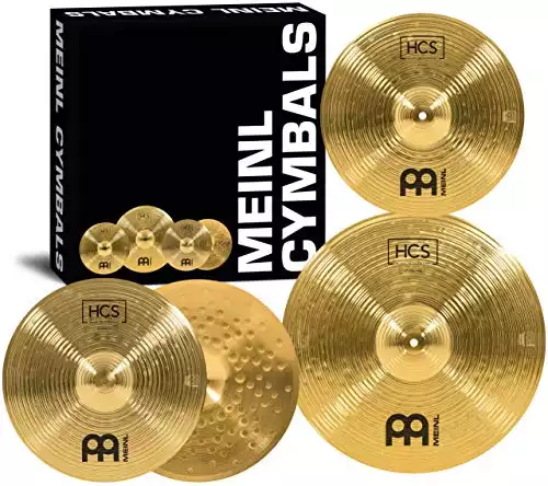 Meinl Cymbal Set Box Pack with 14” Hihats, 18” Crash/Ride, Plus a FREE 14” Crash – HCS Traditional Finish Brass – Made In Germany, TWO-YEAR WARRANTY (HCS1418+14C)