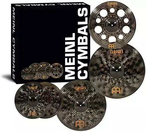 Meinl Cymbals Cymbal Set Box Pack with 15” Hihats, 20, 22” Crash/Ride, Plus a Free 18” Trash – Classics Custom Dark – Made in Germany, Two-Year Warranty (CCD502